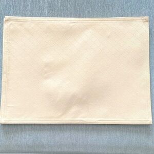 4 Cream Structured Placemats in Herringbone Pattern in Cotton